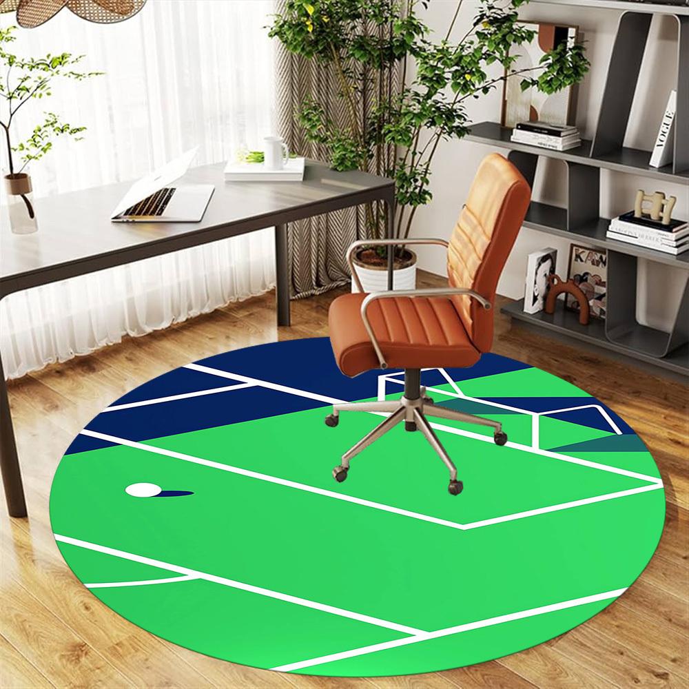 1pc Golf Course Pattern Office Round Rugs, Under Chair Round Rugs for Living Room, Bedroom, Bathroom Decoration Carpet 091872