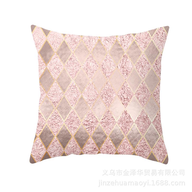 Modern Simple Pillow Cover Office Cushion Cover Pink Geometric Print Cushion Home Furnishings Home