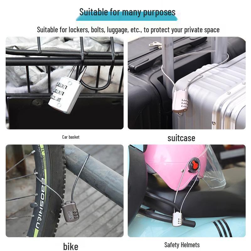 Stahlseil-Kombinationsvorhängeschloss: Diebstahlsicheres Mini-Schloss für Tür, Koffer, Fahrradkorb und Reißverschluss