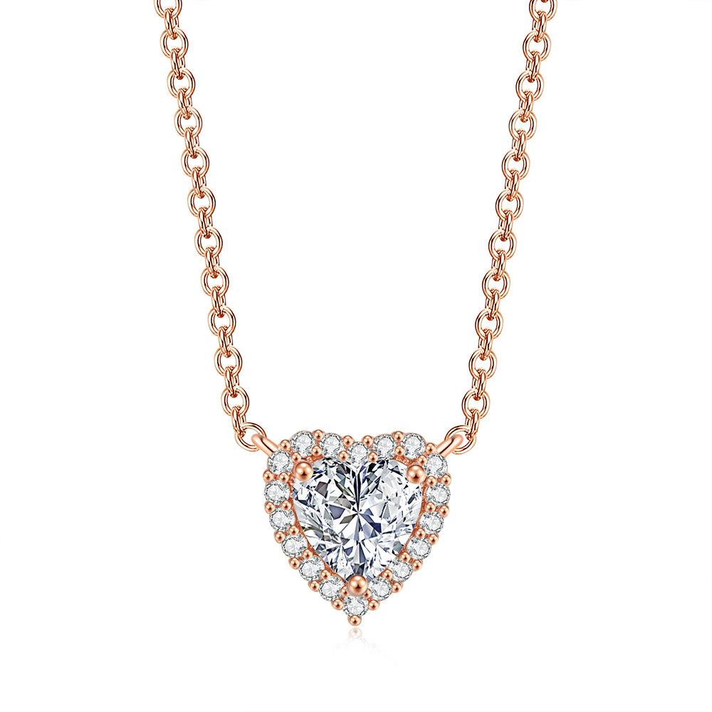 

ZHOUYANG Heart Necklace For Women Cubic Zirconia Rose Gold Color Neck Pendants Choker Chains Jewelry Female Wholesale N317