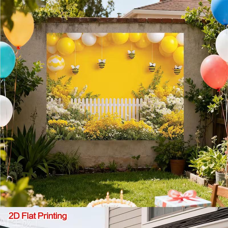2D Hummel Gartendekoration - Hintergrund für Kindergeburtstagsfotografie für Party