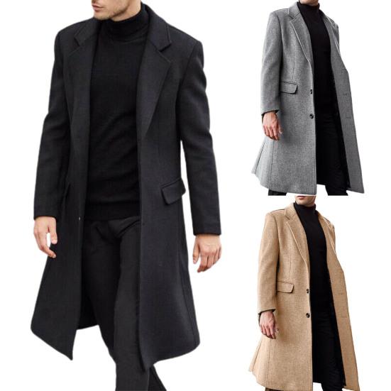 Men Coat Solid Color Turn-down Collar Cardigan Leisure Winter Jacket for Daily Wear
