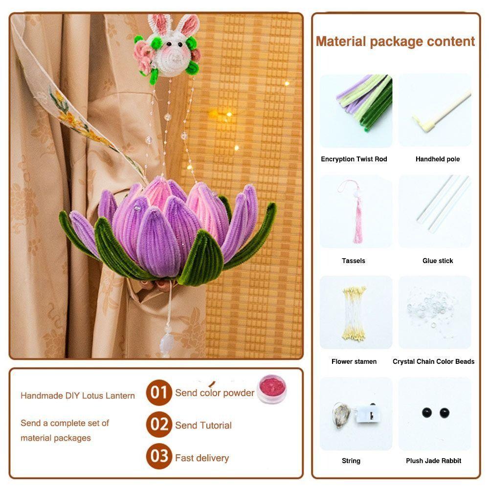 Handmade Lotus Lamp Twist Stick DIY Material Bag DIY Mid-Autumn Glowing Lantern Photography Props