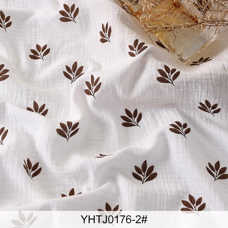 Soft Double-layer Crepe Fabric Small Leaf Print for Children's Clothing Dresses Home Wear Blankets Handmade DIY Sewing Fabrics