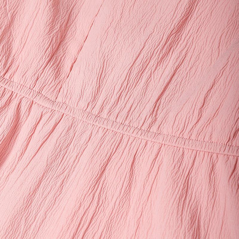 VONDA Women Casual Stand Neck Long Sleeve Pleating Ruffled Mini Elegant Dress