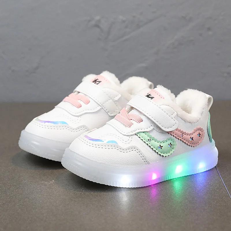 Child Shoe Boys Girl Led Light Sneakers Glowing Shoe for Kids Soft Soled Breathable Casual Shoes Infant Toddler Baby Shoes Tenis