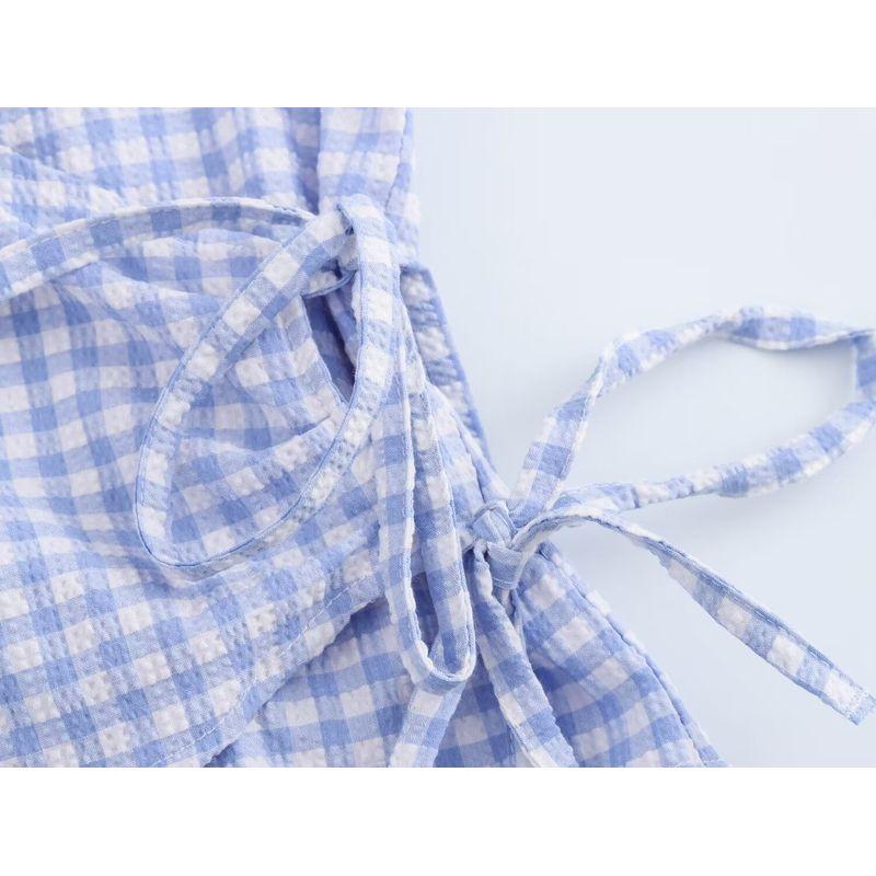 Kaslead New Arrival Women's Fashion Style Fashion All-Match Plaid Double Breasted Shirt 2298166