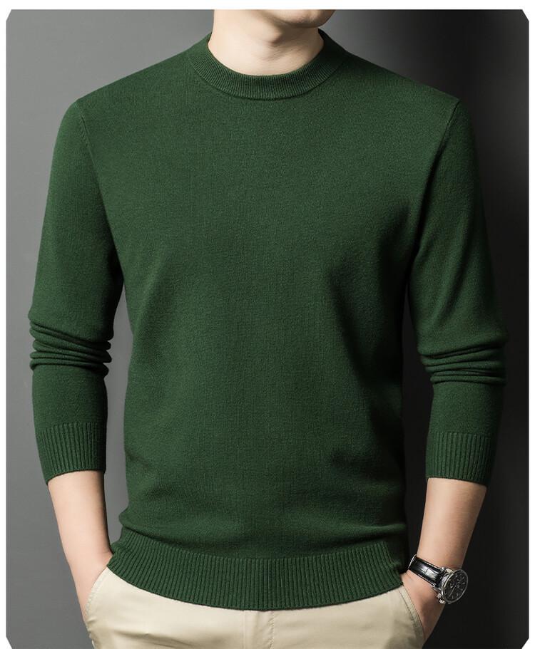 Men's Thick Knit Sweater - Round Neck, Solid Color, 500g, Autumn/Winter
