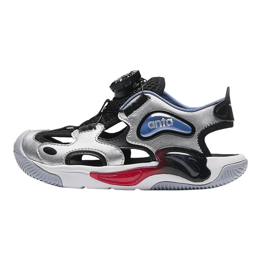 Anta Kids Fabric Trendy Comfortable Versatile Outdoor Beach Shoes Kids Sandals Silver Black 312429970-1