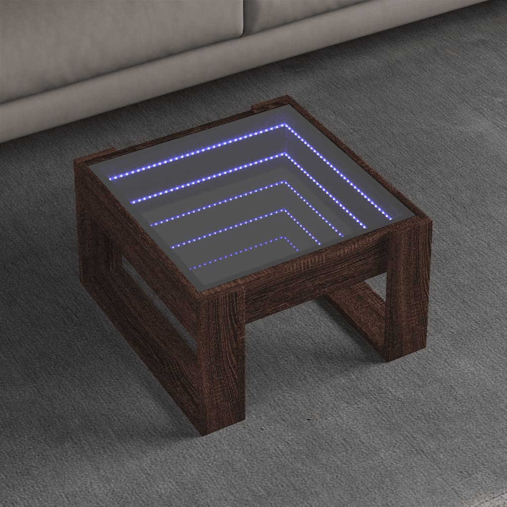 Infinity LED Coffee Table in Brown Oak Effect 50 x 53 x 30 cm