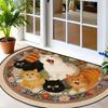 1Pcs Creative Cat Flower Semi Circle Welcome Doormat Non-Slip for Outdoor Patio Porch Kitchen Bathroom Entryway Floor Mat