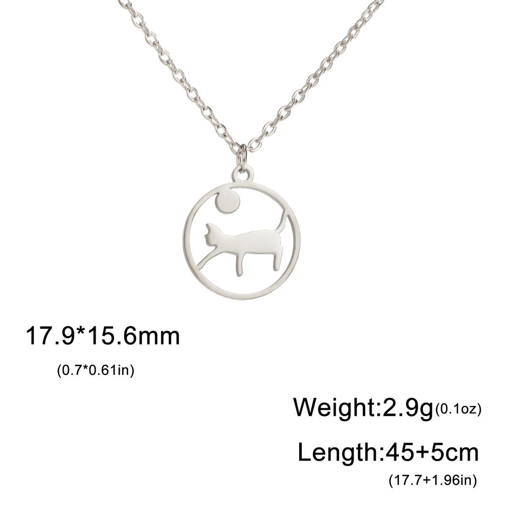 Teamer Söt Kattunge Katt Rostfritt Stål Halsband för Kvinnor Ekorre Fågel Rund Hänge Kedja Choker Smycken Mors Dag Presenter