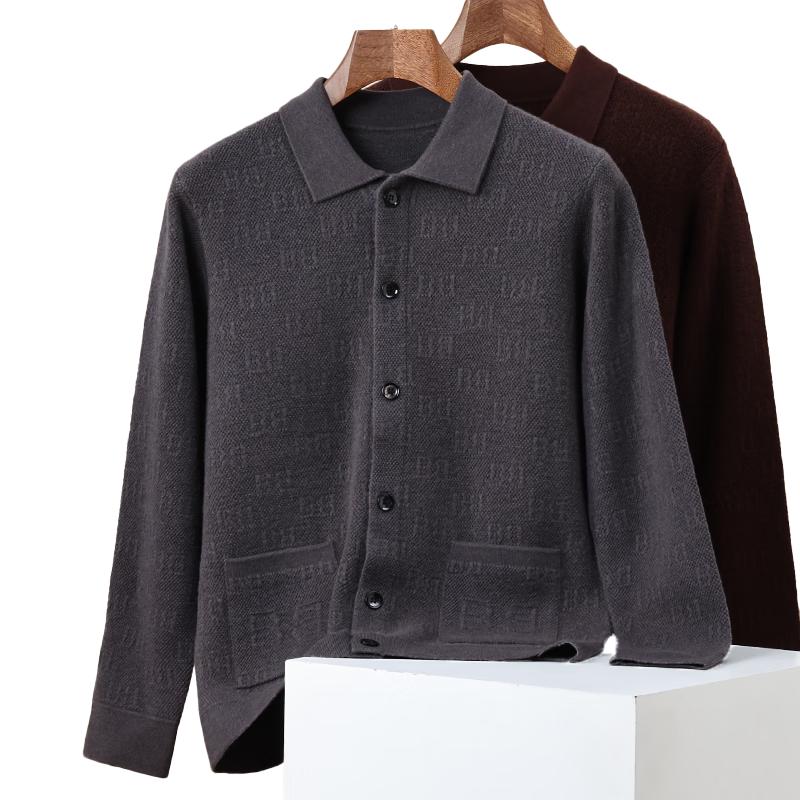 ROMON Men's Heavyweight 100% Pure Wool Cardigan Sweater