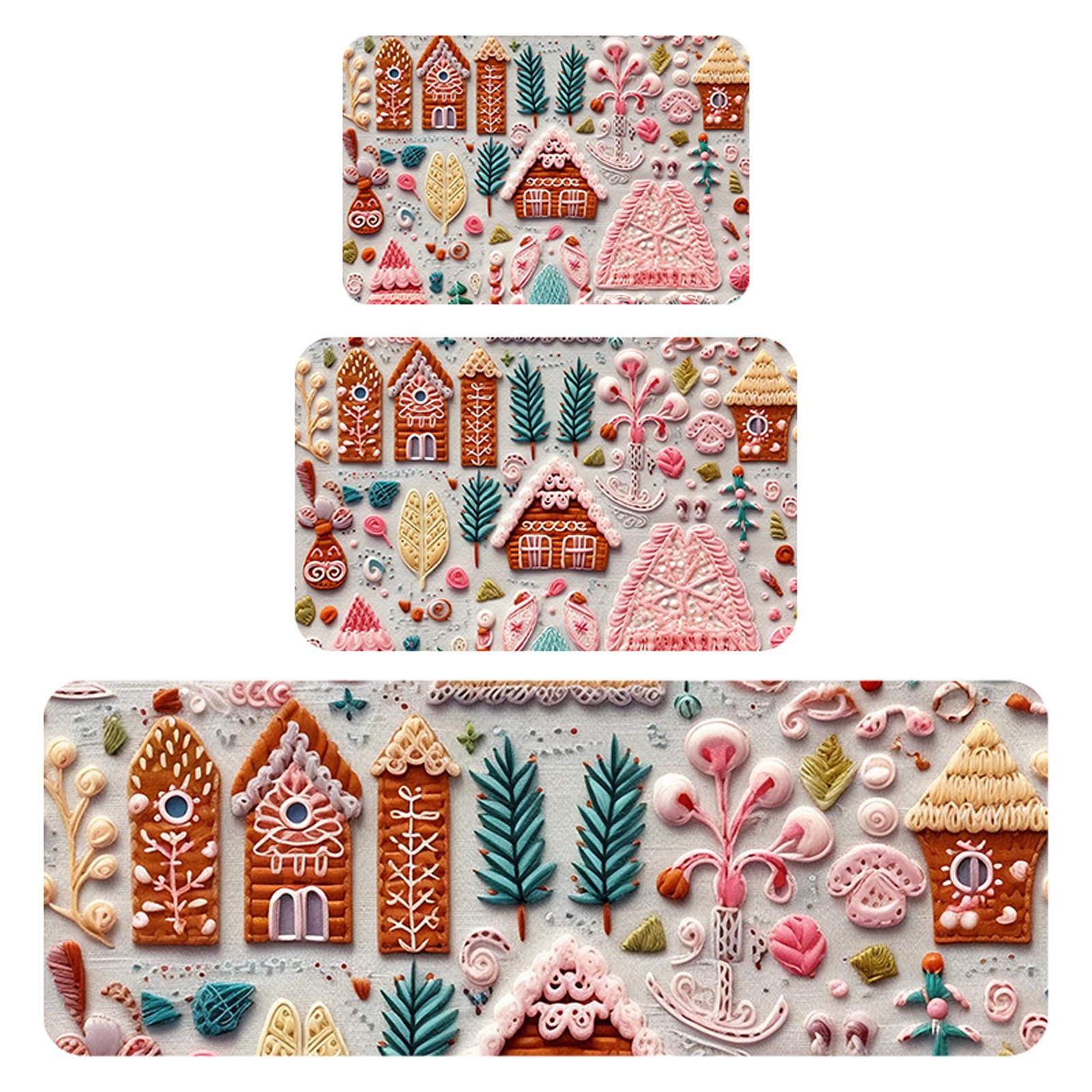 

Рождественский кухонный противоскользящий коврик, ковер, фланелевый придверный коврик, набор из трех частей 45*120СМ/50*80СМ/40*60СМ One Size