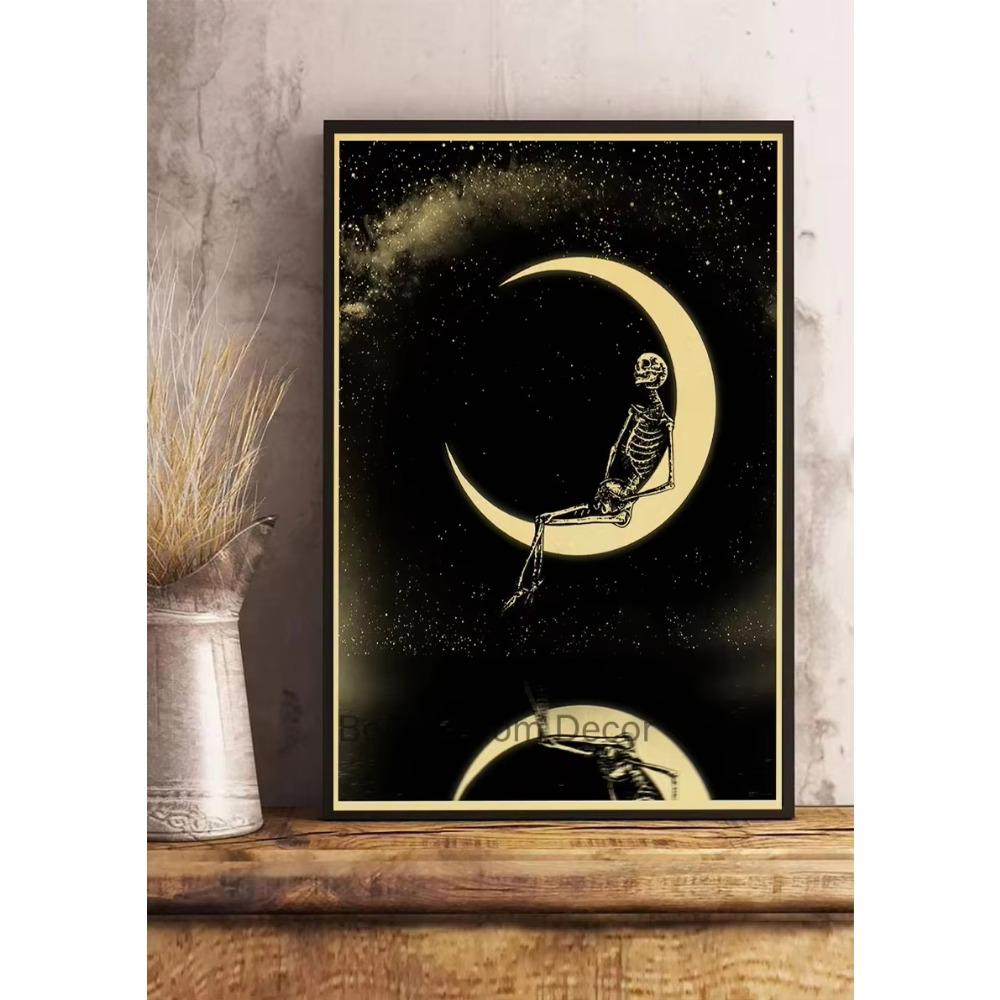 Simple Skull Posters Vintage Kraft Paper Prints Nostalgia Wall Sticker Home ation Bedroom Painting Fashion Bedroom Paint