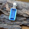 Emerald Cut Blue Quartz Gemstone 925 Sterling Silver Gift Pendant