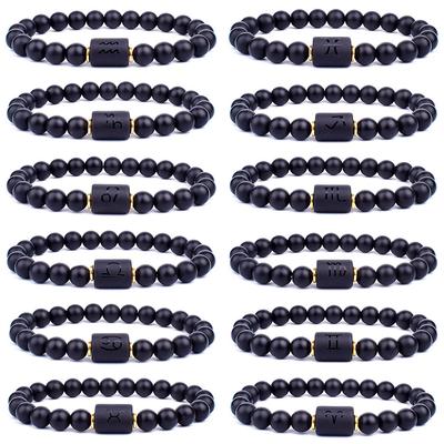Hombre Jewellery Unisex Natural Agate Masculina Beads 12 Constellation Bracelet Couple Stone  Delicate Jewelry