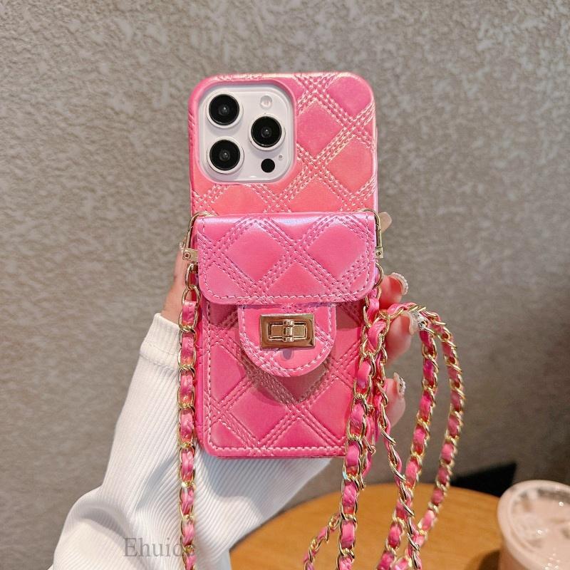 Wallet Case for iPhone 16 14 13 11 12 15 Pro Max Plus 16 Pro PU Leather Metal Crossbody Lanyard Strap Card Bag Hard Cover
