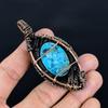 Tibetan Turquoise Pendant, 999 Copper Wire Wrapped Gemstone Jewelry, Handmade Pendant, For Thanksgiving