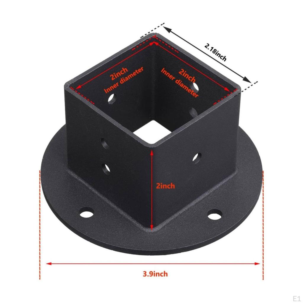 4 Pieces Square Post Base Bracket Coated Metal Mount Construction Hardware Mounting