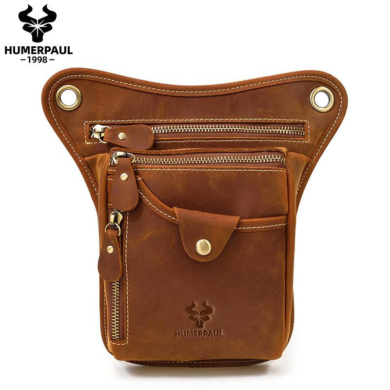 Humerpaul Men Leather Waist Bag Multifunctional Shoulder Bag