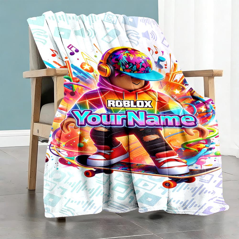 Roblox 81 Personalized Name Blanket Lightweight Personalized Blanket Soft & Cozy for Bed Picnics Office Chair Nap for All Occasions