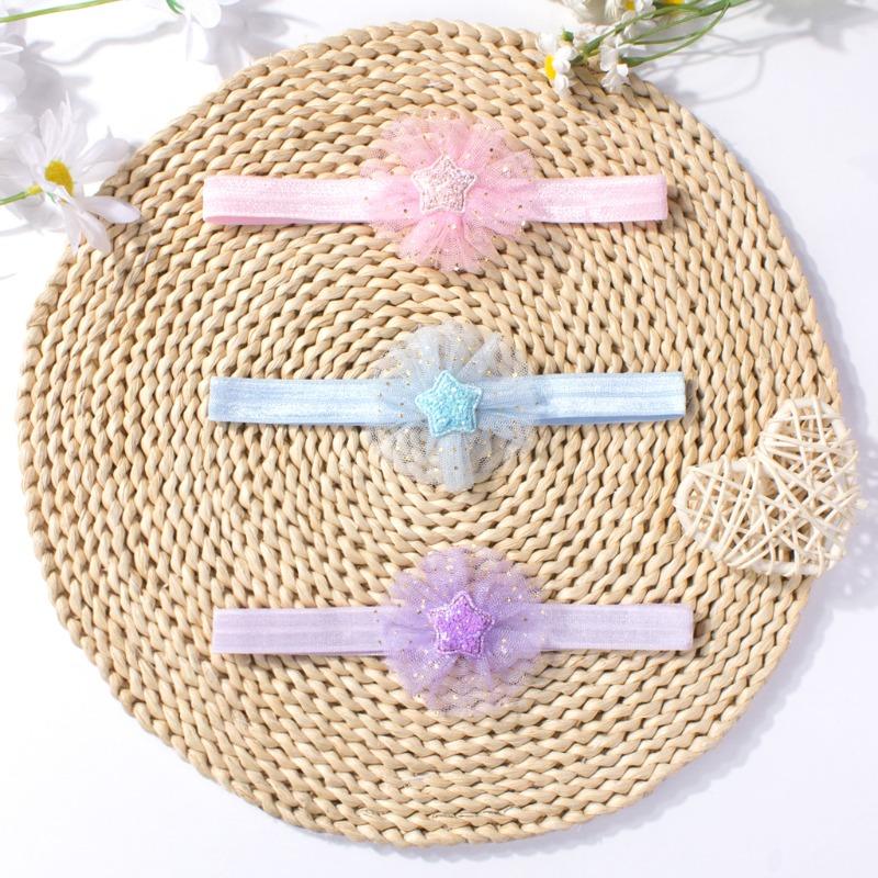 New baby head flower, cute and comfortable mesh star baby elastic headgear, children's hair accessories head