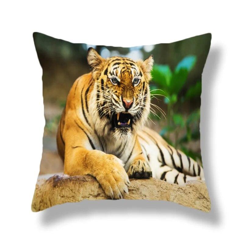 Heimdekoration Tierwelt Tiger Kissenbezug Bett Wohnzimmer Sofa Bürositz Auto Lendenkissen Bezug