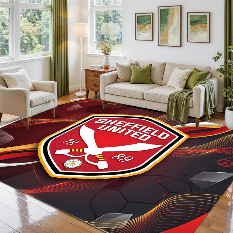 Sheffield United Football Design Crystal Velvet Rug Soft Decorative Mat for Bedroom Entrance