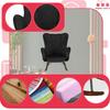 Scandinavian Vika Wing Chair, Rocking, On Runners, Family Meble, Black Velvet