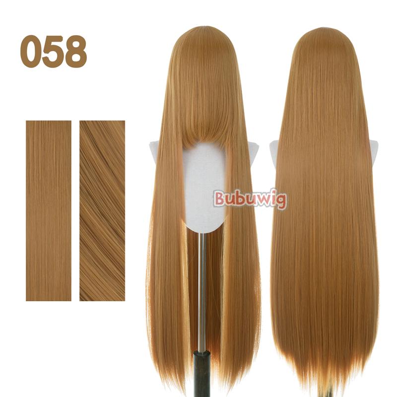Bubuwig Synthetic Hair 100cm Long Straight Pure Color Cosplay Wigs Over 100 Colors Black White Red Blue Brown Wig Heat Resistant