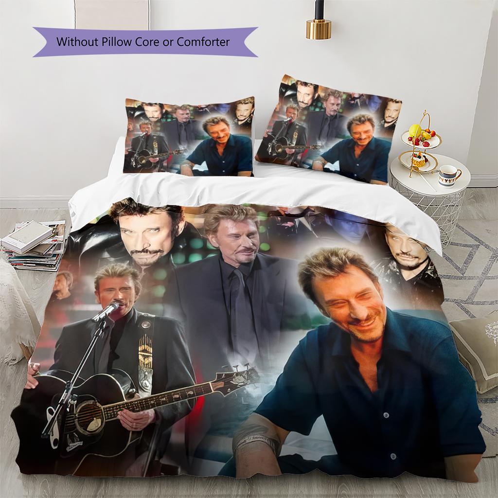 1PC Johnny Hallyday pattern Bedding Quilt Set Quilt Cover Pillowcase Home Decoration Birthday Gift (1 * duvet cover + 17 * pillowcase, without core)
