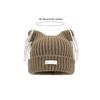 Cats Ear Knitted Hat Tassels Letter Decration Hat Foldable Fuzzy Winter Hat for Youthful Stylish Look