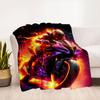 "Flaming Speed: Neon Motorcycle Art Print"Blanket Flannel Throw Blanket for Sofa, Bed, Travel, Camping, Office, Couch, Chair, And Bed Gift f