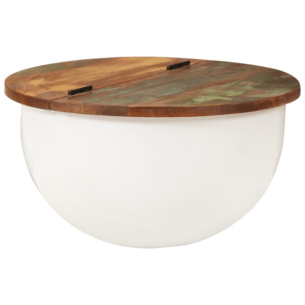  Coffee Table, White, 50x27 Cm, Reclaimed Wood