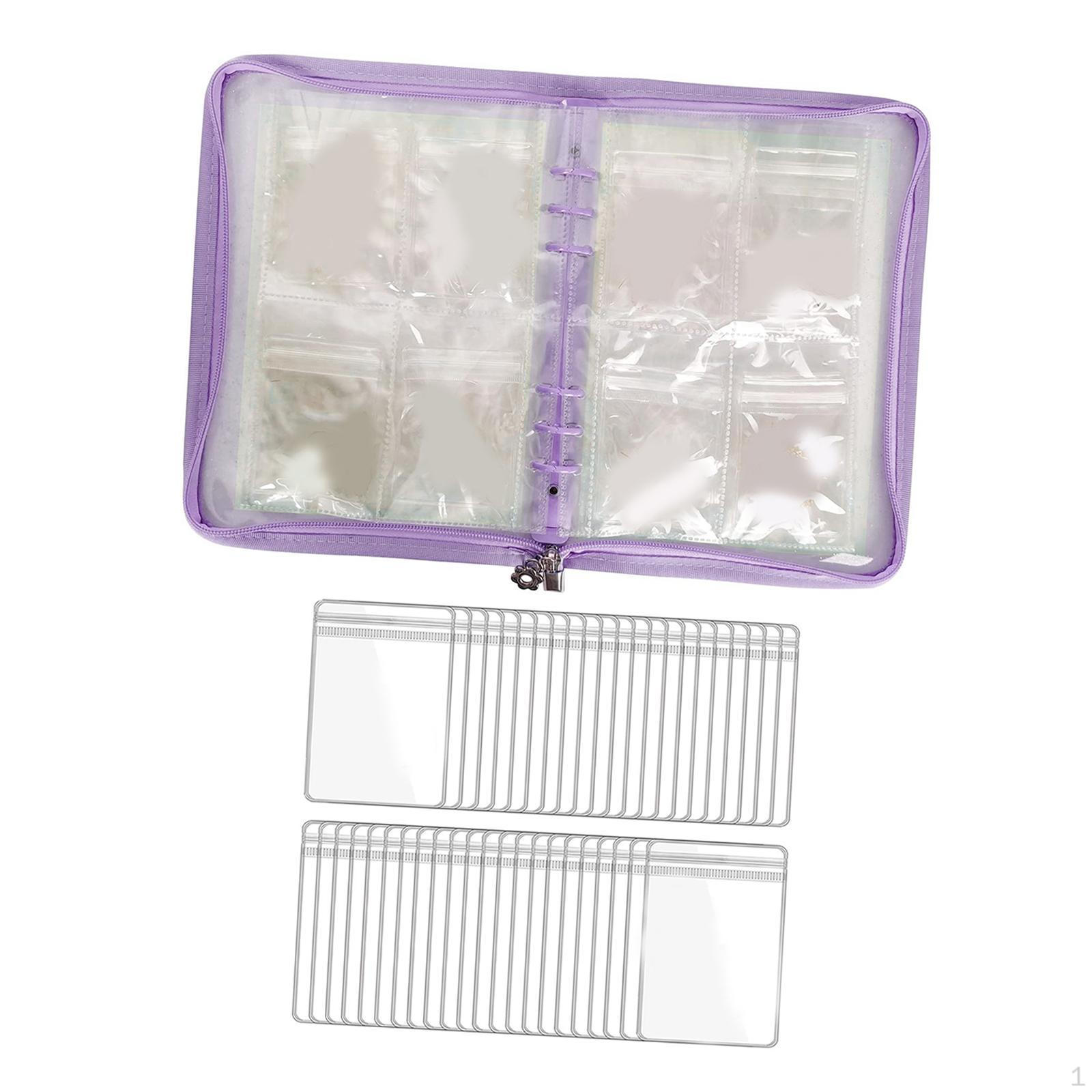 

Органайзер для сережек, держатель с небольшим прозрачным мешочком, книга для хранения украшений своими руками фиолетовый