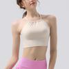 Summer Pleated Halter Sports Yoga Tank Top with Beautiful Back