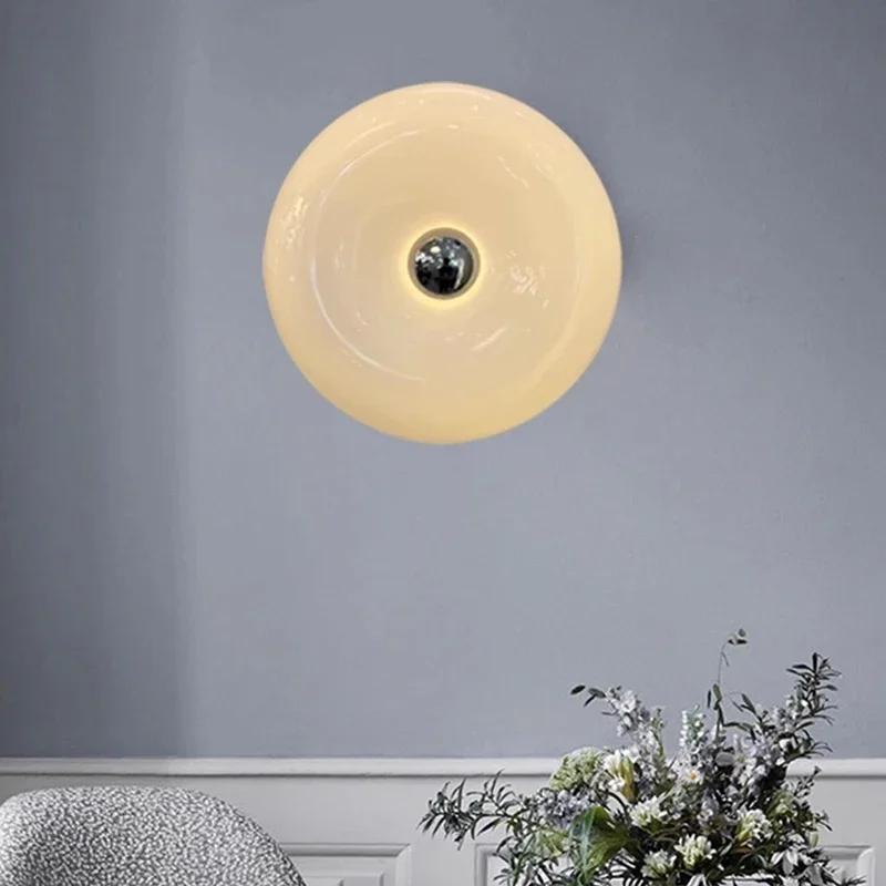 Modern LED Wall Lamp Glass Donut Wall Sconce For Living Room Bedroom Bedside Hallway Staircase Balcony Decor Lighting Fixtures