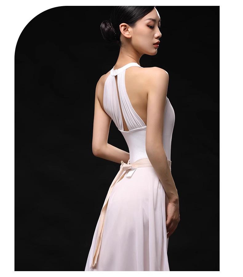 Adult Women's Sleeveless Halterneck Ballet Dance Leotard with Mesh Splice
