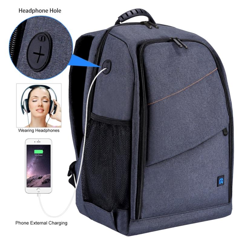 PULUZ Camera Backpack Waterproof Shockproof Camera Bag for DSLR SLR Cameras