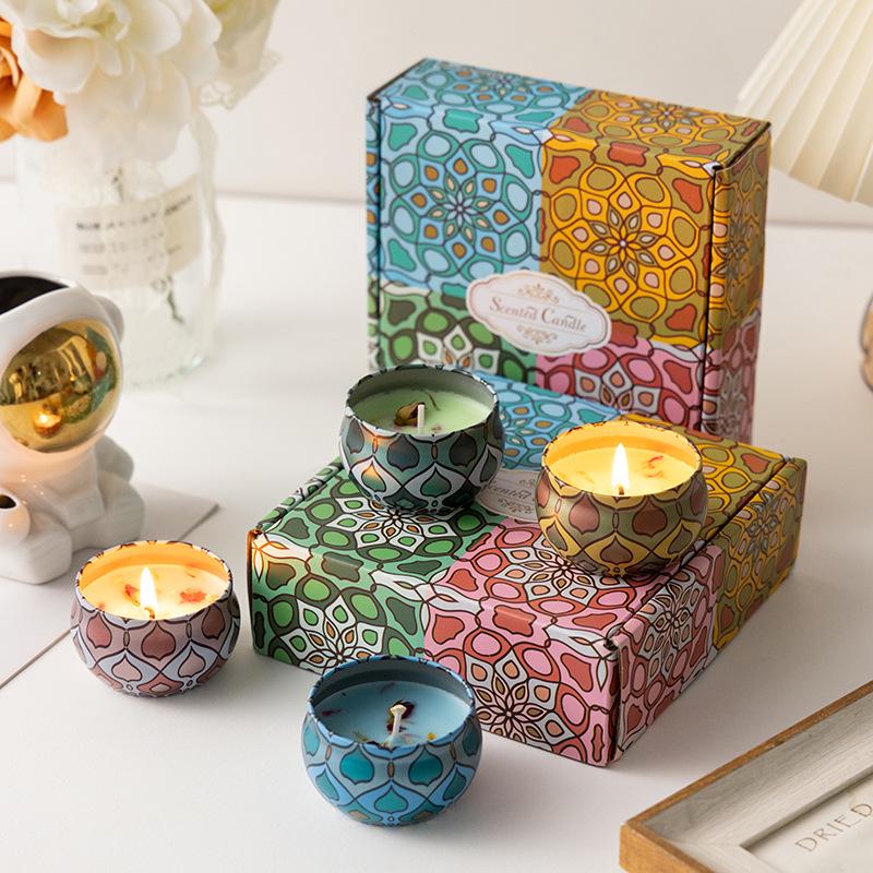 4.4oz Aroma Candle In Drum-shaped Tinplate Gift Jar