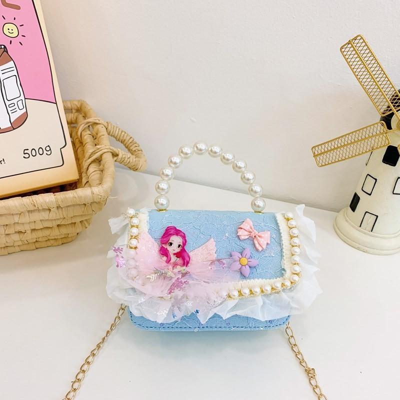 Adorable Princess Pearl Handbag For Girls With Cute Lace And Design Bow
