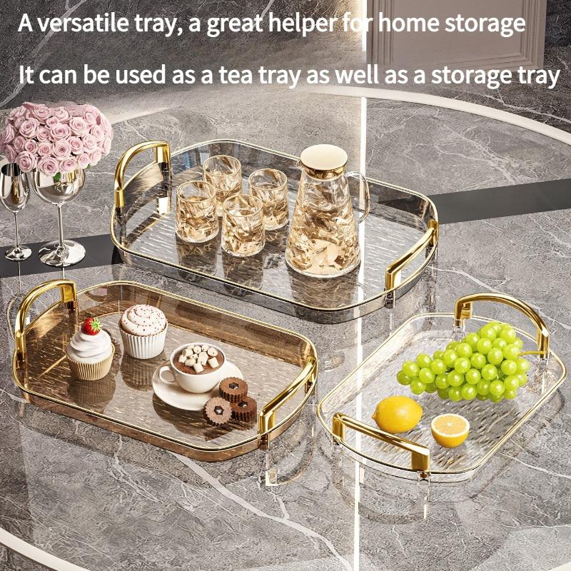 1 pezzo vassoio in plastica di lusso leggero con manico, doppio manico, vassoio da tè per la casa di fascia alta, vassoio da portata, sala da pranzo commerciale, piatto grande ispessito