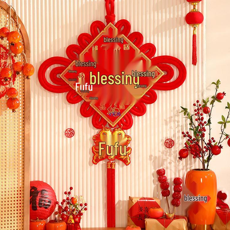 

2025 Китайский узел Большой кулон с иероглифом Фу для гостиной - Украшение к Празднику Весны и Подвесное украшение для входа 12# Persimmons & Wishes with Tassels