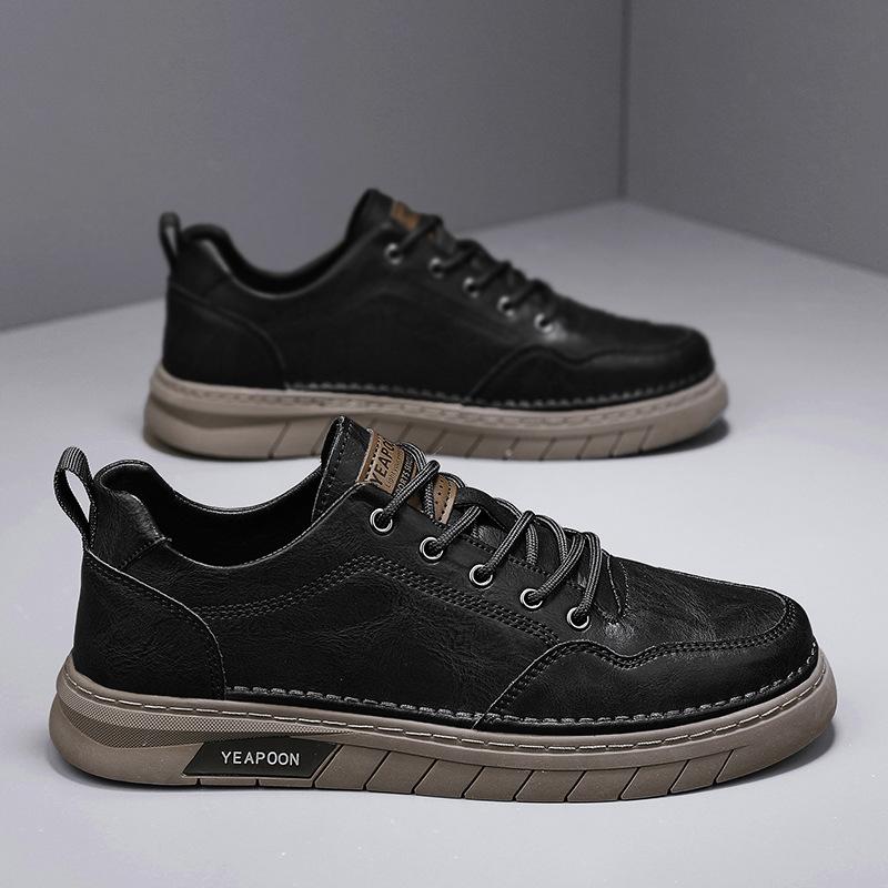 Men'S Shoes Men'S British Style Work Casual Men'S Leather Shoes Men'S Versatile Black Thick Baseplate Shoes