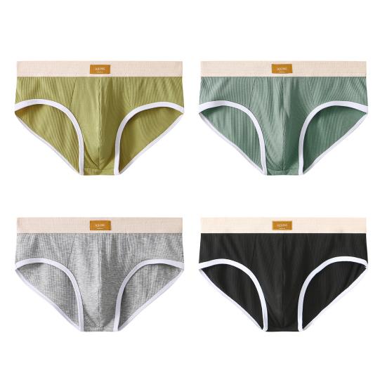 Herren-Slips, mittelhoher Schnitt, elastischer Bund, Patchwork-Farbe, gerippte Höschen, U-konvexe Dreieck-Unterwäsche für den Alltag