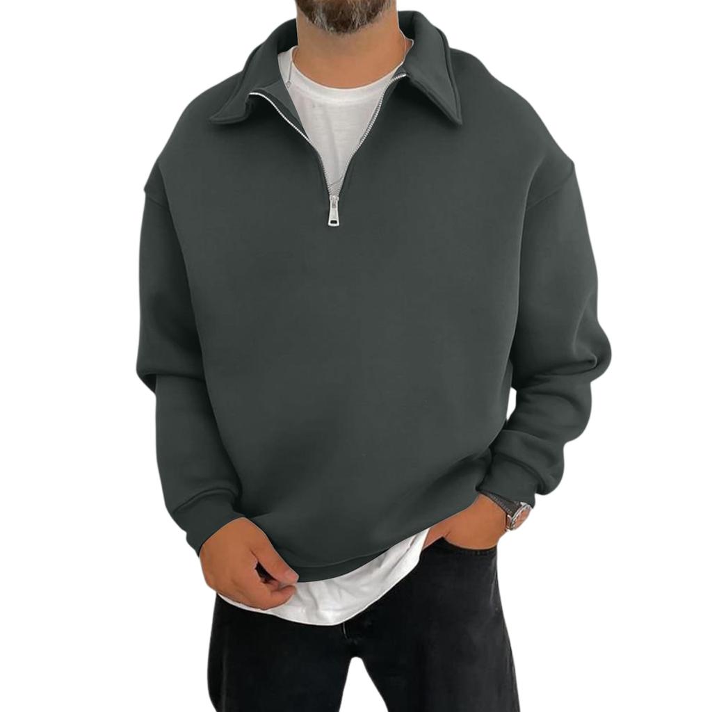 Men's Casual Loose-Fit Collared   Shirt With Long Sleeves
