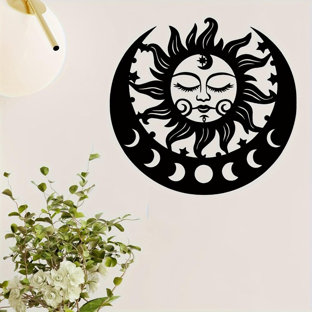 Iron Wall Art Sun Moon Star Sculpture Weatherproof Outdoor Garden Decor Halloween Gift