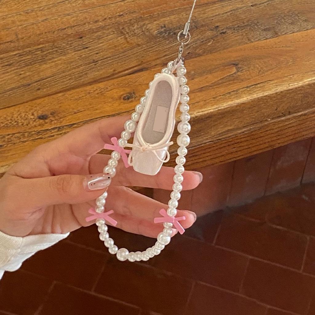 Ballet Shoes Bowknot Phone Chain Mobile Phone Charm for Women Aesthetic Keychain Fashion Pendant Accessories for Phones