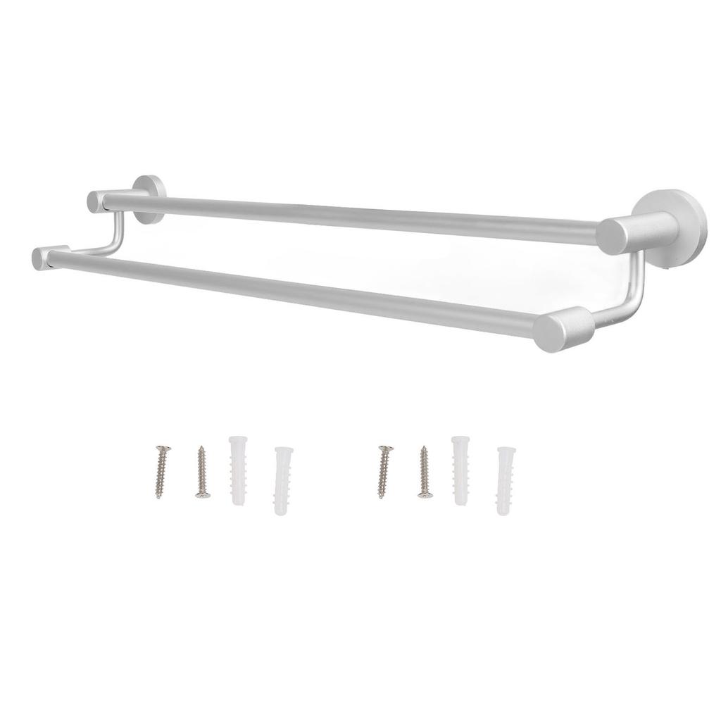 Bath Towel Bar Aluminum Alloy Rust Proof Double Rod Wall Mounted Towel Rack for Bathroom Kitchen